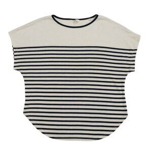Striped short sleeve casual top by Max Studio London, navy and white. Size XS.